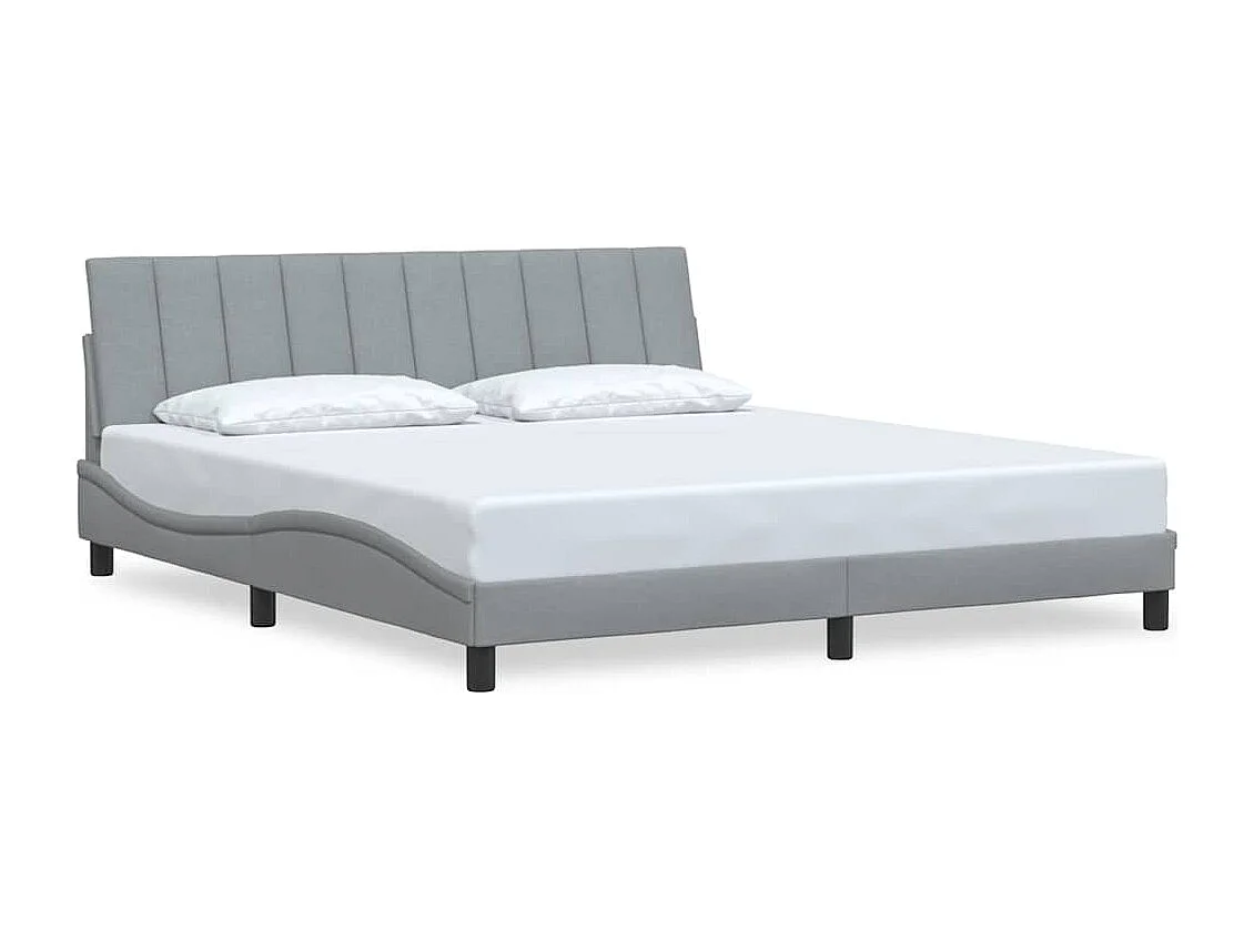 Cadre de lit sans matelas gris clair 180x200 cm tissu