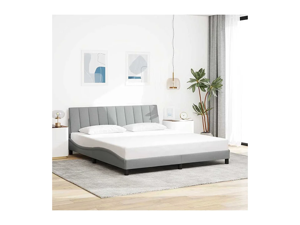 Cadre de lit sans matelas gris clair 180x200 cm tissu