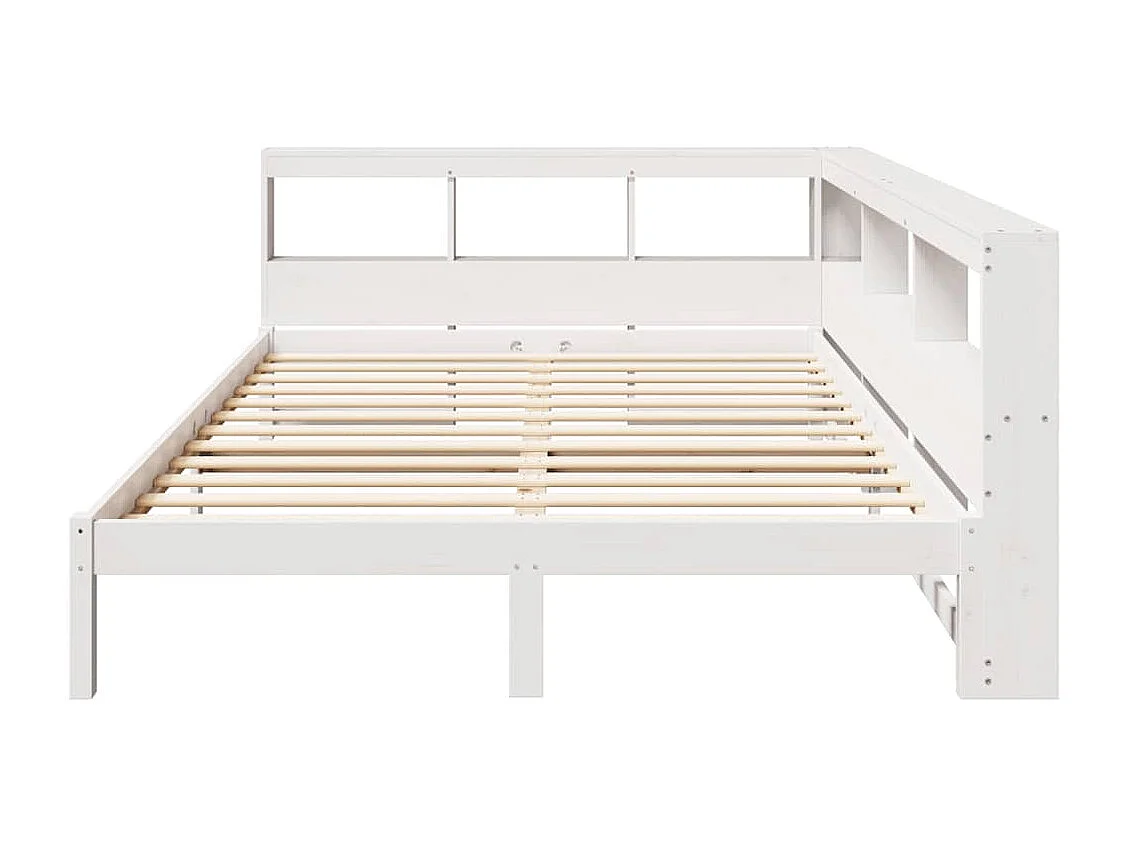 Lit bibliothèque sans matelas blanc 150x200 cm bois pin massif
