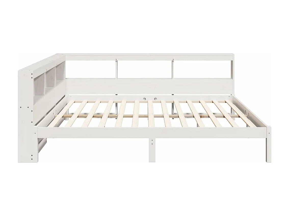 Lit bibliothèque sans matelas blanc 150x200 cm bois pin massif
