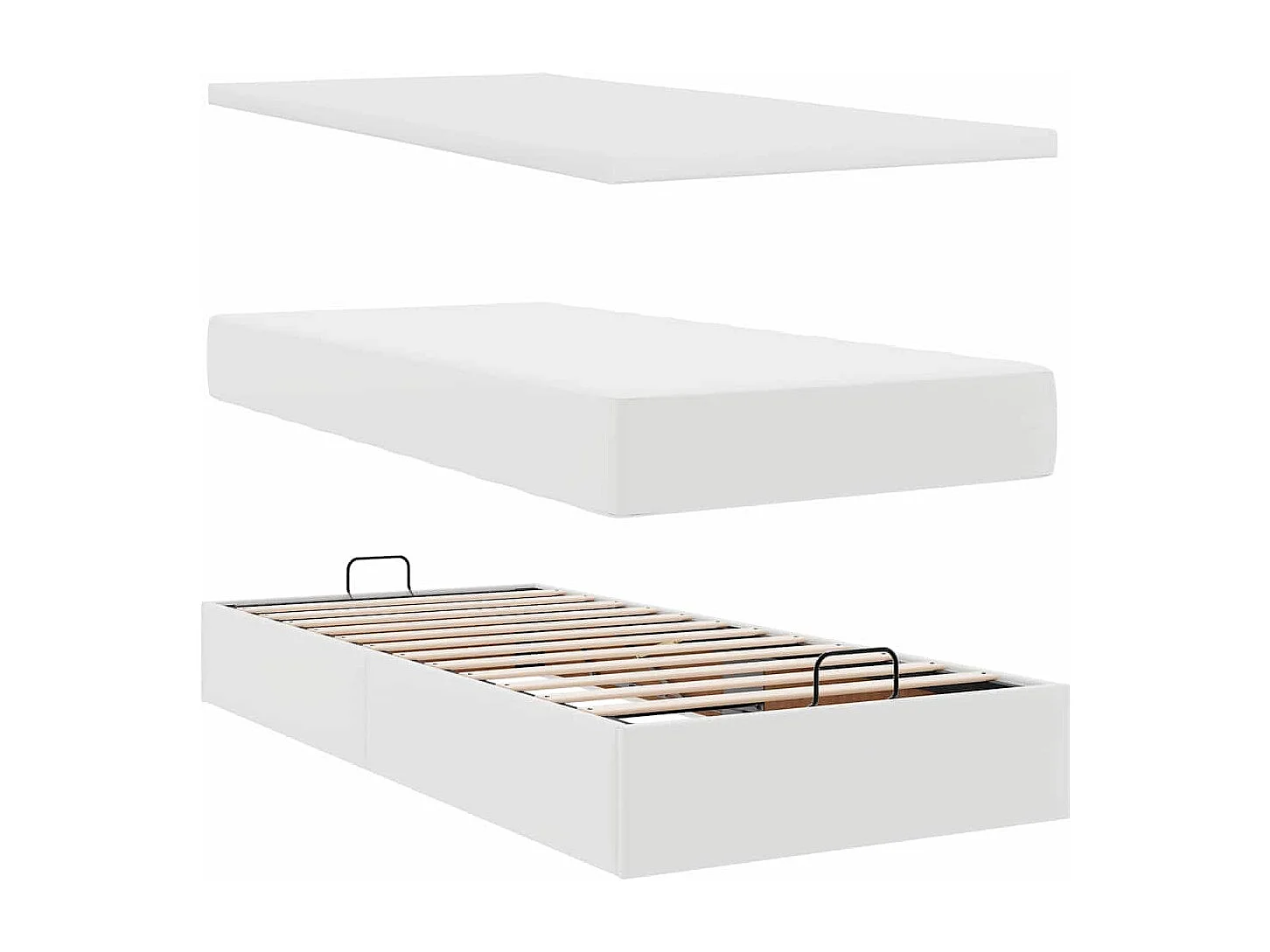 Ottoman bed met matras en LED's 100x200cm kunstleer wit