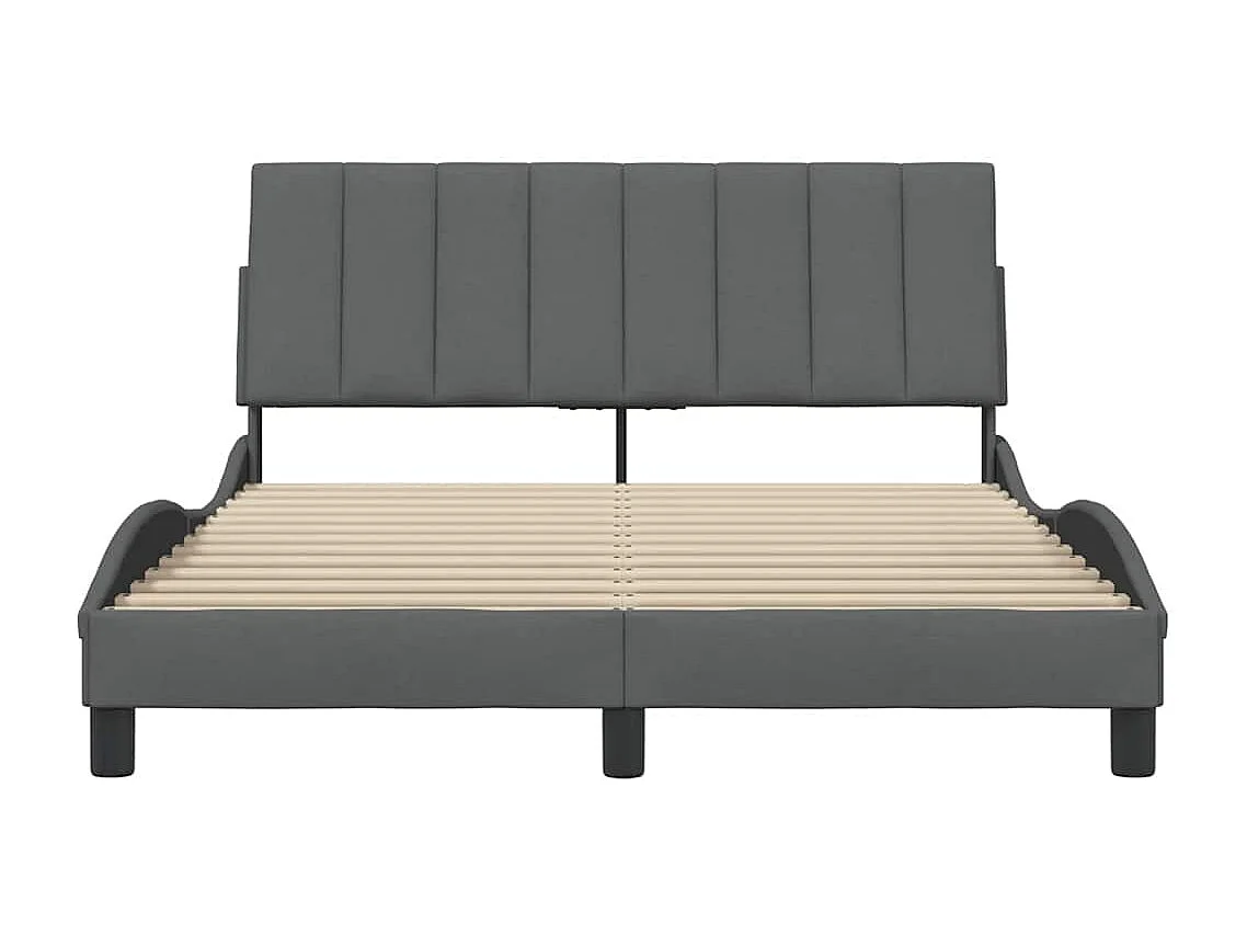 Cadre de lit sans matelas gris foncé 140x190 cm tissu
