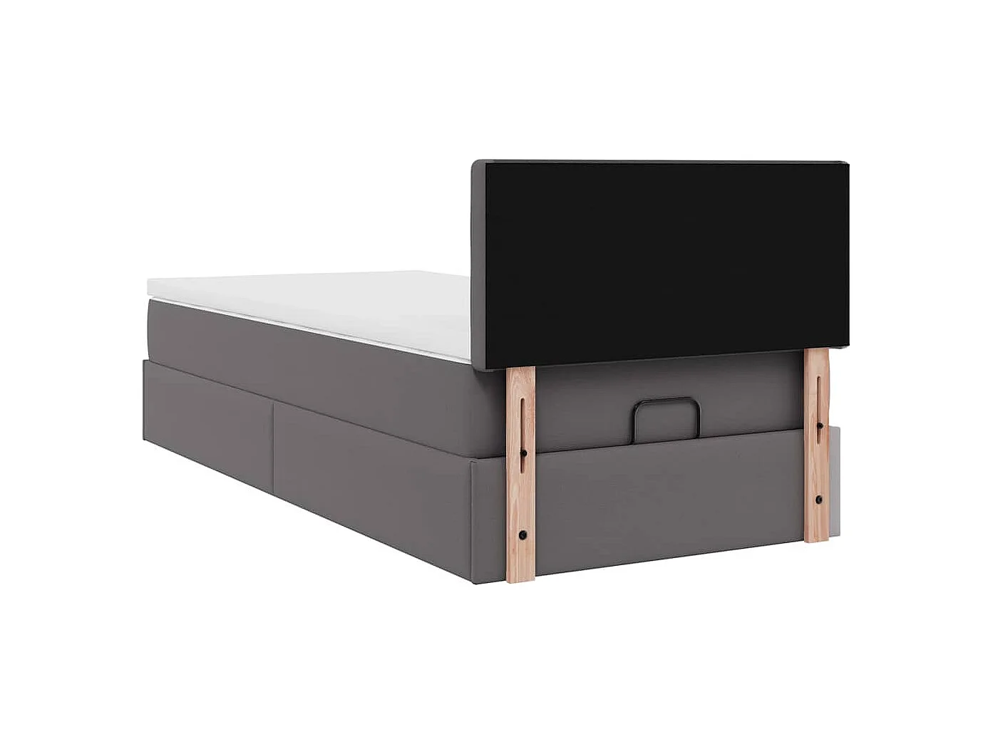 Cadre de lit ottoman avec matelas gris 100x200 cm similicuir