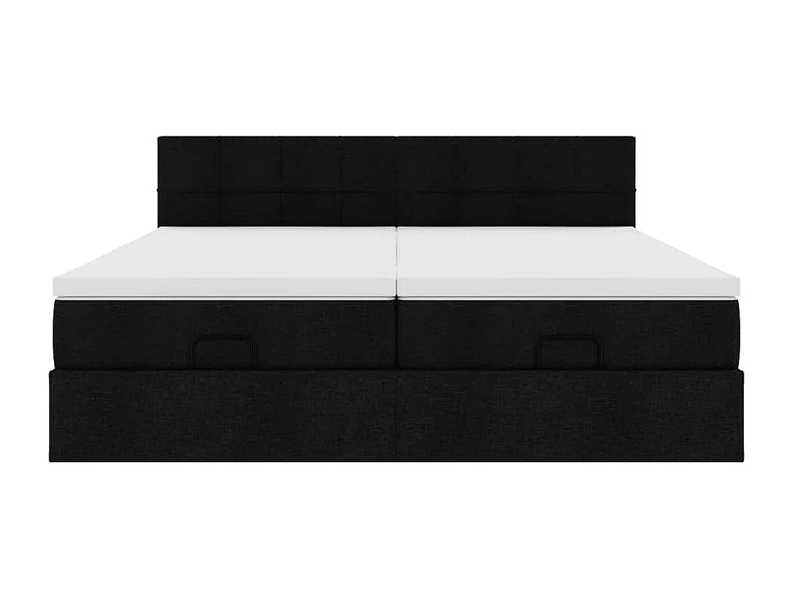 Cadre de lit ottoman avec matelas noir 160x200 cm tissu