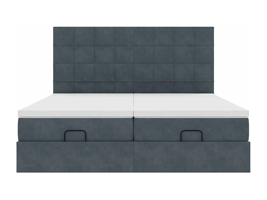 Estructura cama otomana colchones terciopelo gris oscuro