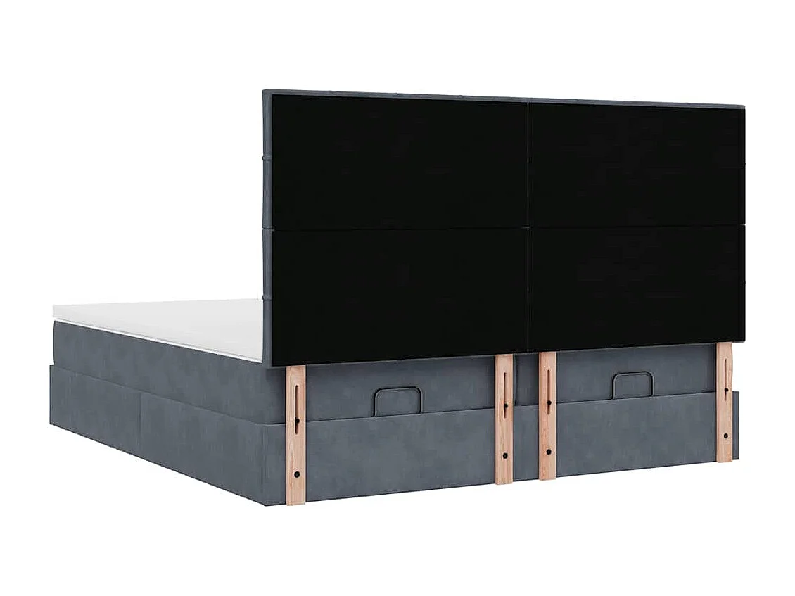 Estructura cama otomana colchones terciopelo gris oscuro