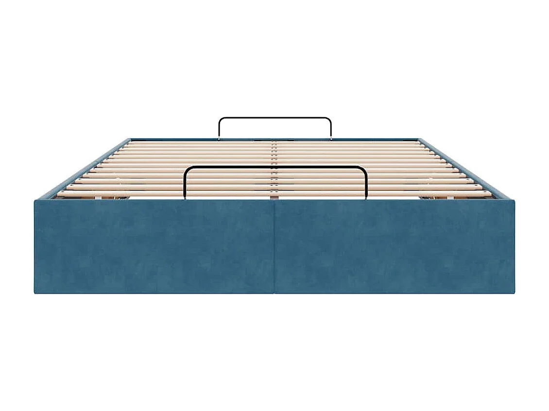 Estructura de cama otomana sin colchón terciopelo azul oscuro