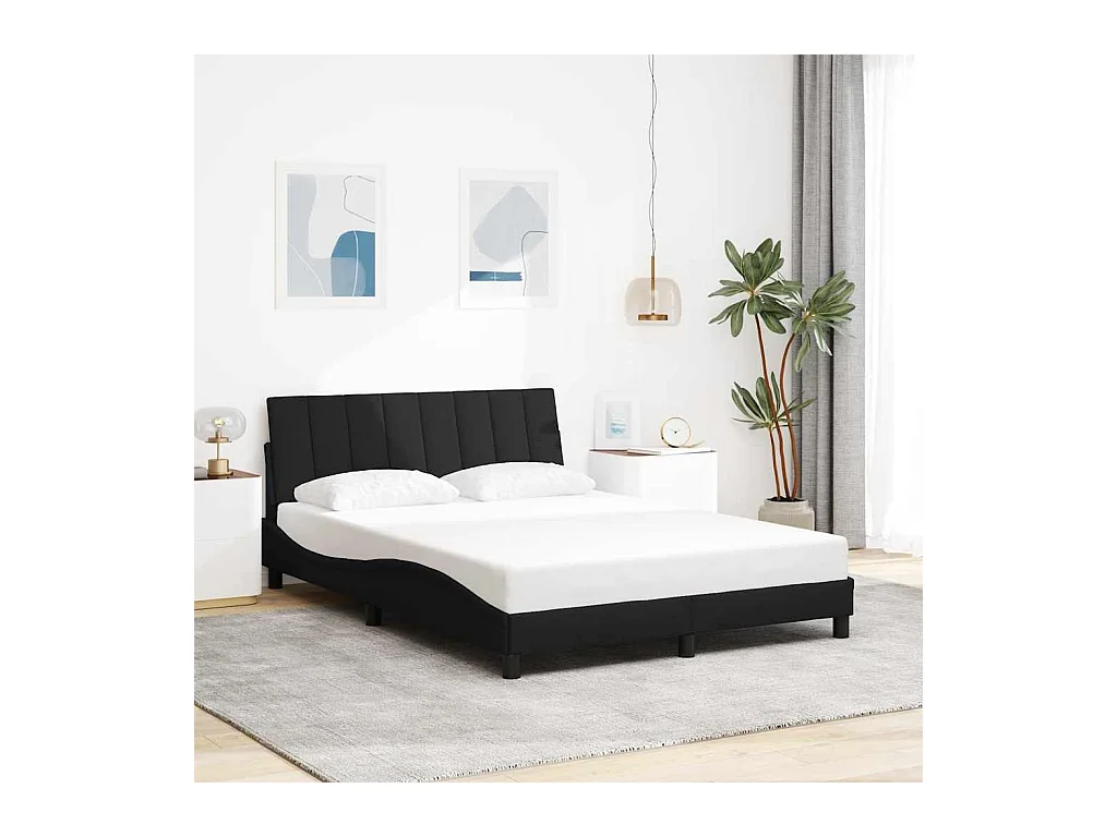 Cadre de lit sans matelas noir 140x190 cm tissu