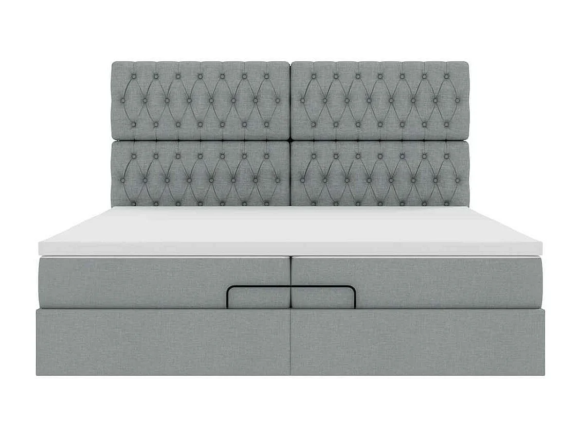 Estructura de cama otomana colchones tela gris claro 200x200cm