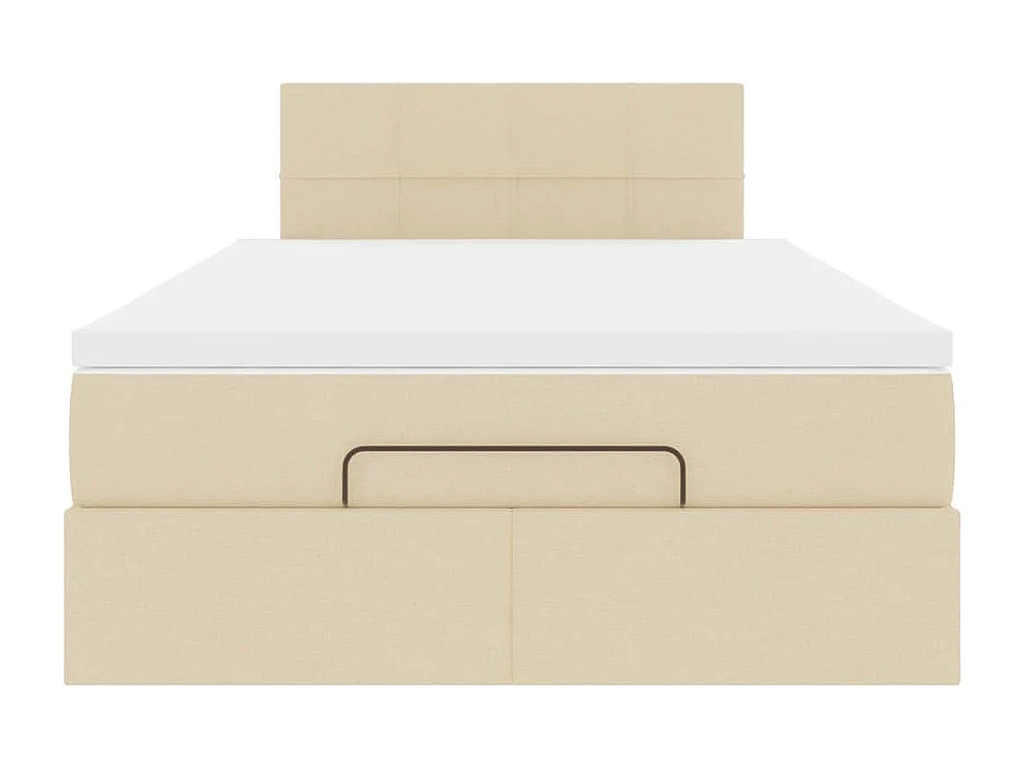 Cadre de lit ottoman avec matelas crème 120x200cm tissu