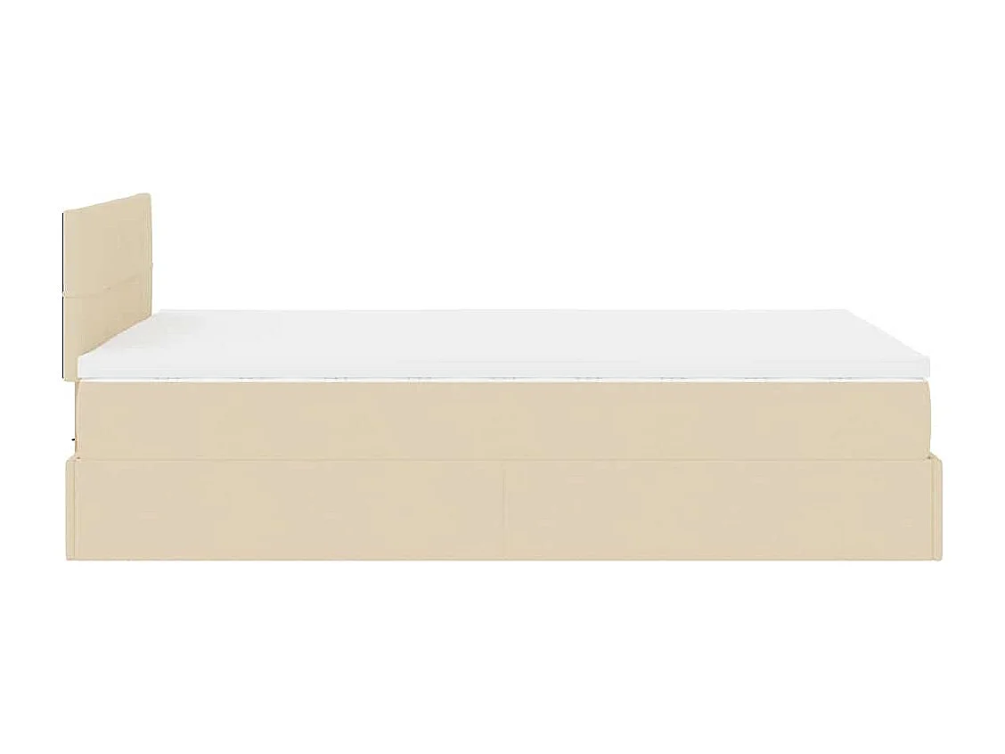 Cadre de lit ottoman avec matelas crème 120x200cm tissu