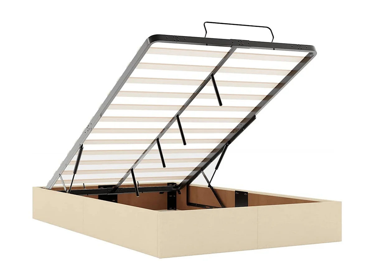 Cadre de lit ottoman avec matelas crème 120x200cm tissu