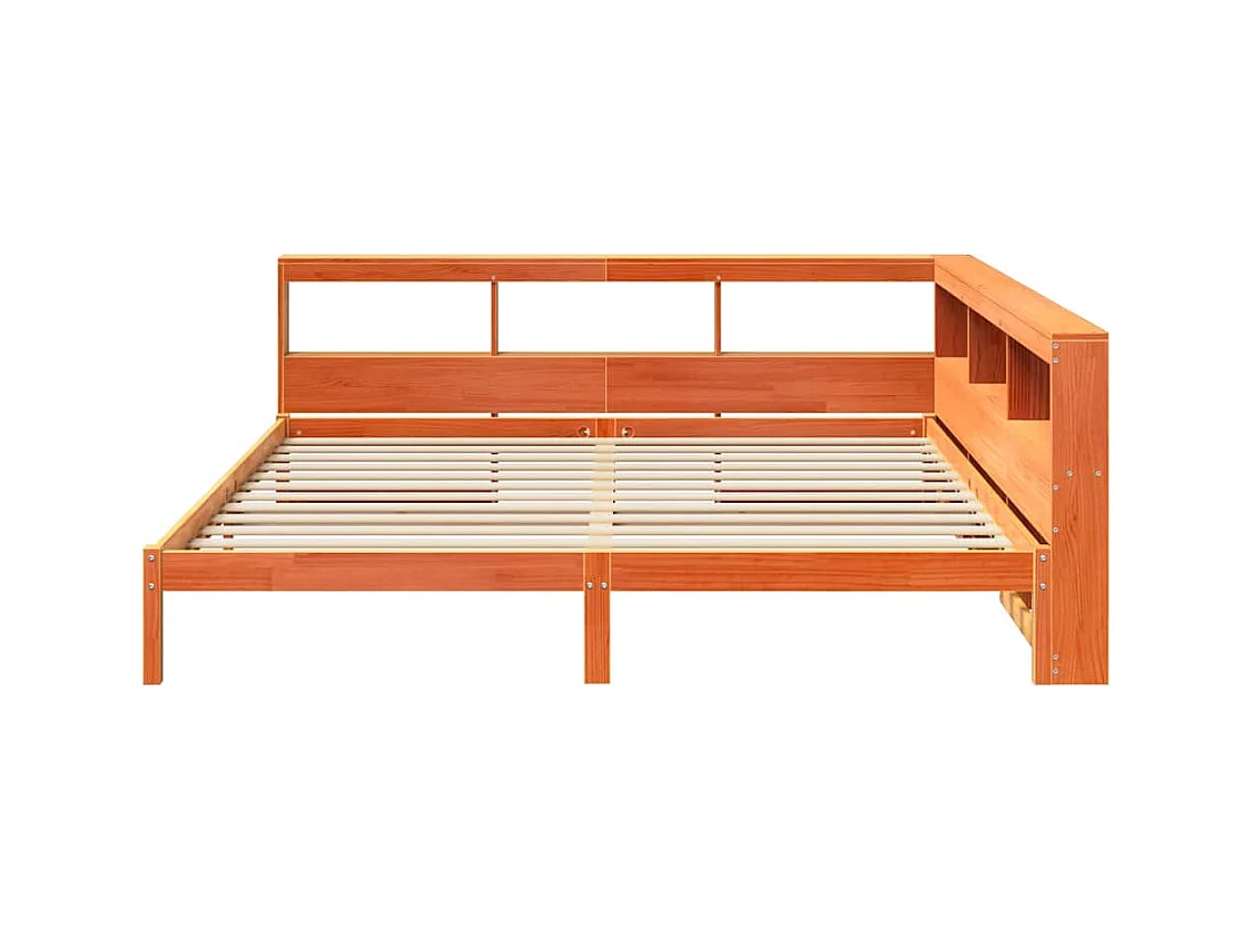 Cama con estantería sin colchón madera maciza marrón 200x200 cm