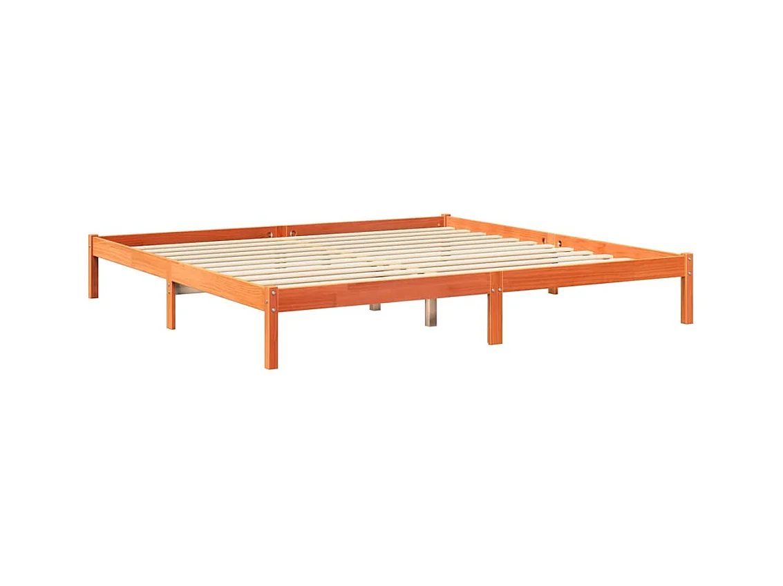 Cama con estantería sin colchón madera maciza marrón 200x200 cm