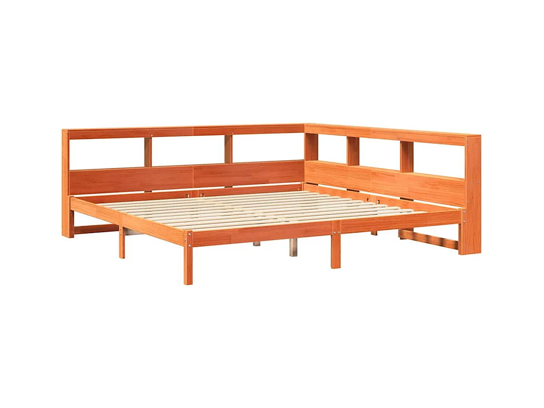 Cama con estantería sin colchón madera maciza marrón 200x200 cm
