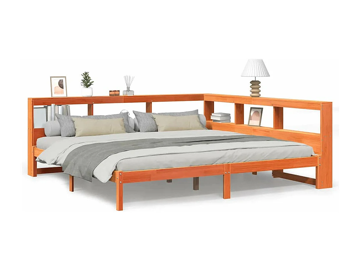 Cama com estante sem colchão 200x200 cm pinho maciço