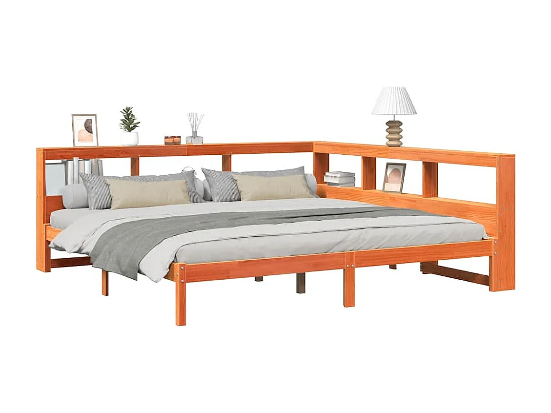 Cama com estante sem colchão 200x200 cm pinho maciço