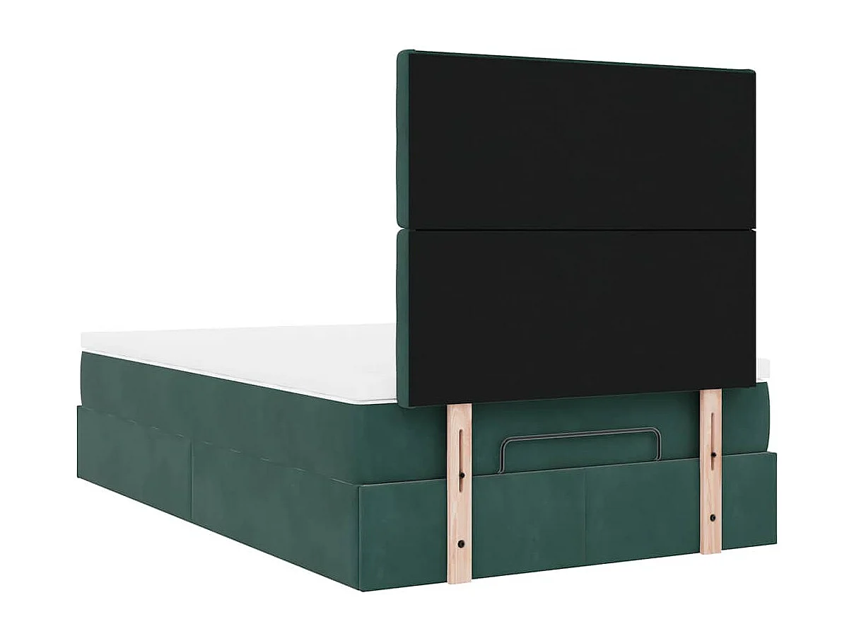 Cadre de lit ottoman avec matelas vert foncé 120x190 cm velours