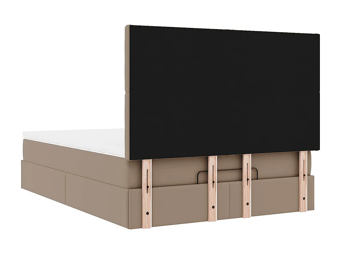 Cadre de lit ottoman et matelas cappuccino 140x190cm similicuir