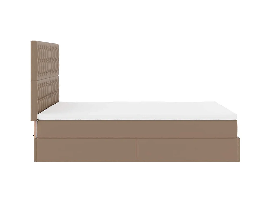 Cadre de lit ottoman et matelas cappuccino 140x190cm similicuir