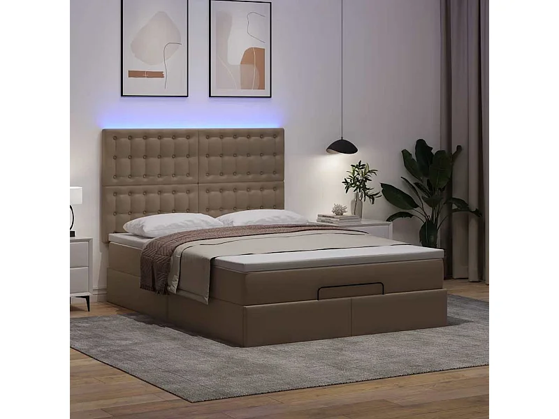 Estrutura de cama otomana com colchão cappucino 140x190 cm