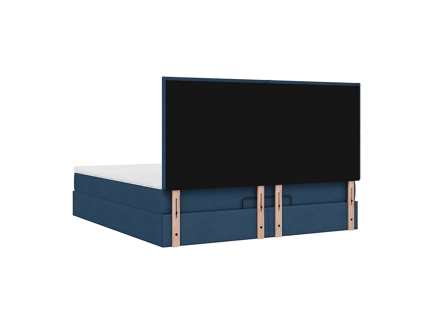 Cadre de lit ottoman avec matelas bleu 160x200 cm tissu