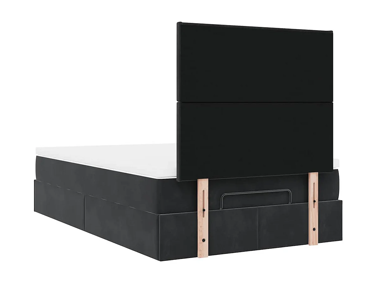 Estrutura de cama otomana com colchões preto 120x190 cm Veludo