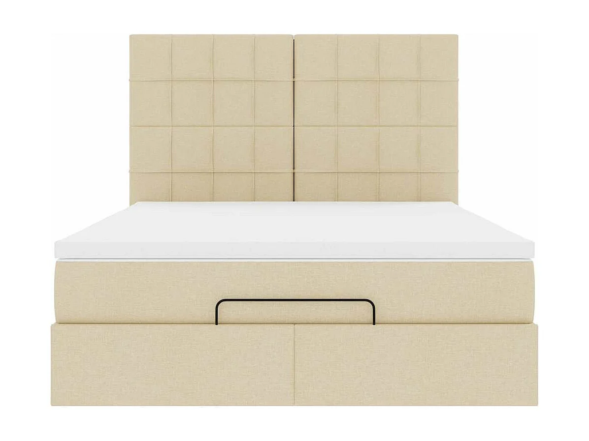 Estructura de cama otomana con colchón tela crema 140x200cm