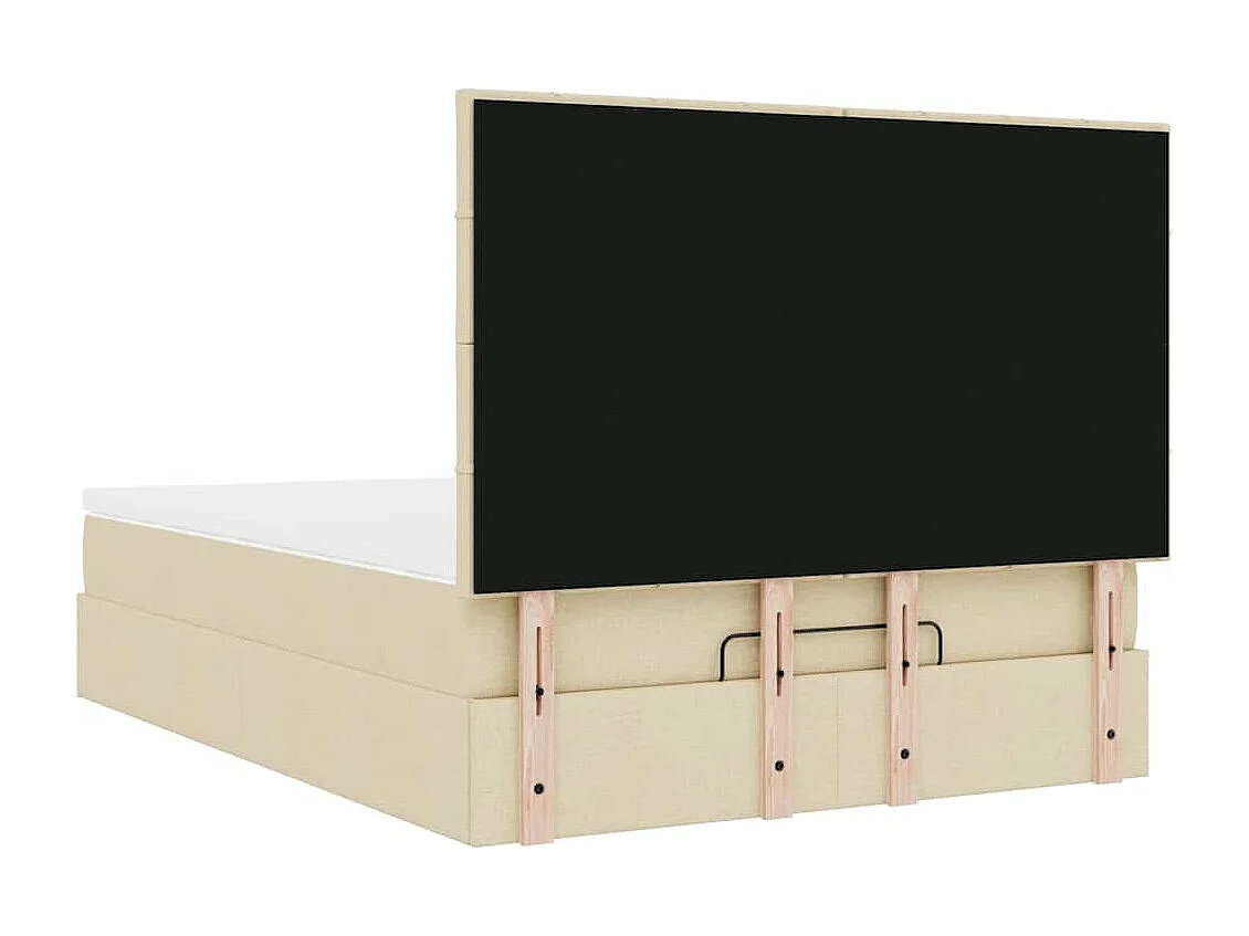 Estructura de cama otomana con colchón tela crema 140x200cm