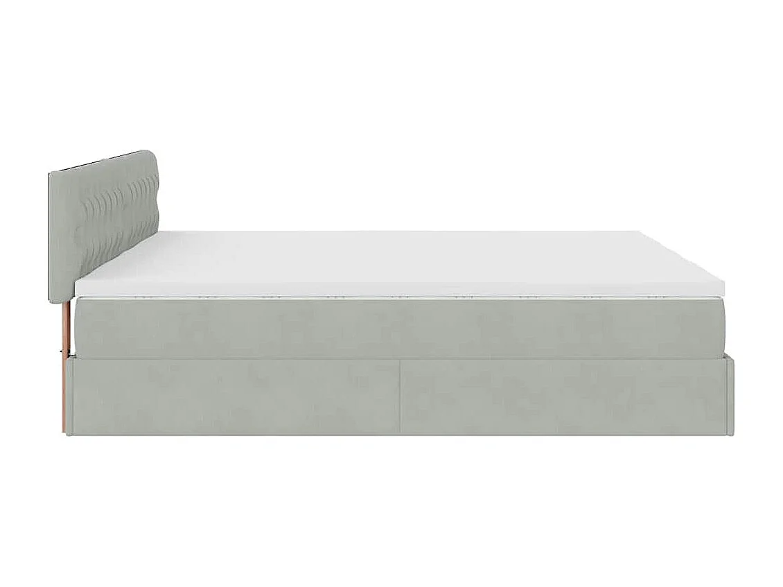 Cadre de lit ottoman avec matelas gris clair 200x200 cm velours