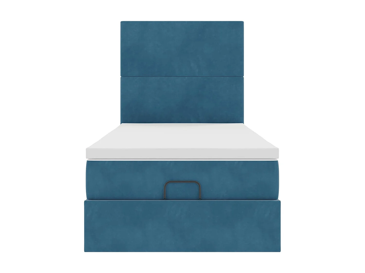 Cadre de lit ottoman avec matelas bleu foncé 100x200 cm velours