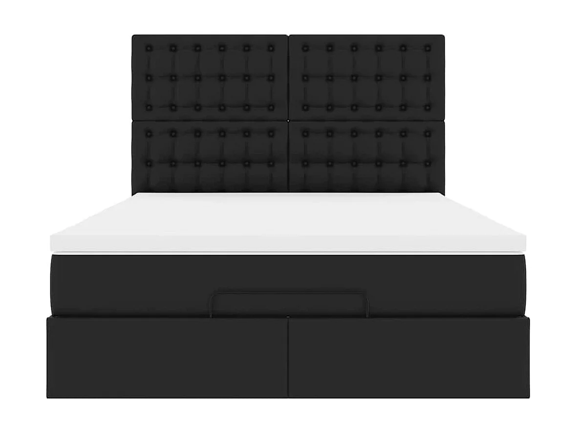 Cadre de lit ottoman avec matelas noir 140x190 cm similicuir