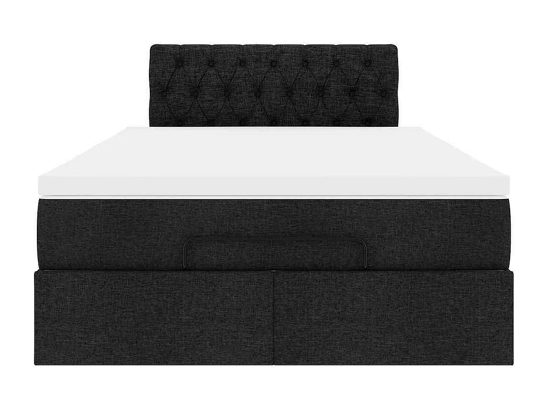 Lit ottoman avec matelas noir 120x200 cm tissu