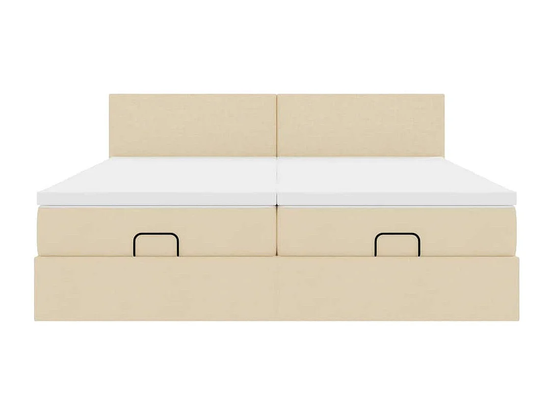 Estructura de cama otomana con colchones tela crema 160x200cm