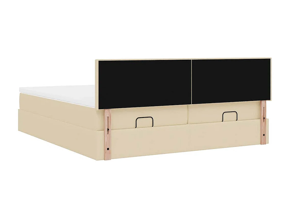 Estructura de cama otomana con colchones tela crema 160x200cm