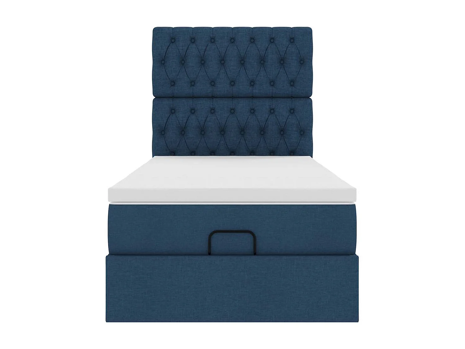 Cadre de lit ottoman avec matelas bleu 90x200 cm tissu