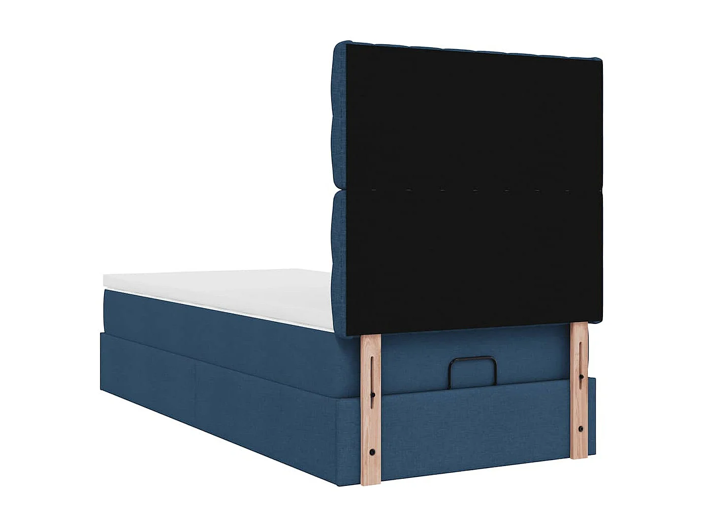 Cadre de lit ottoman avec matelas bleu 90x200 cm tissu