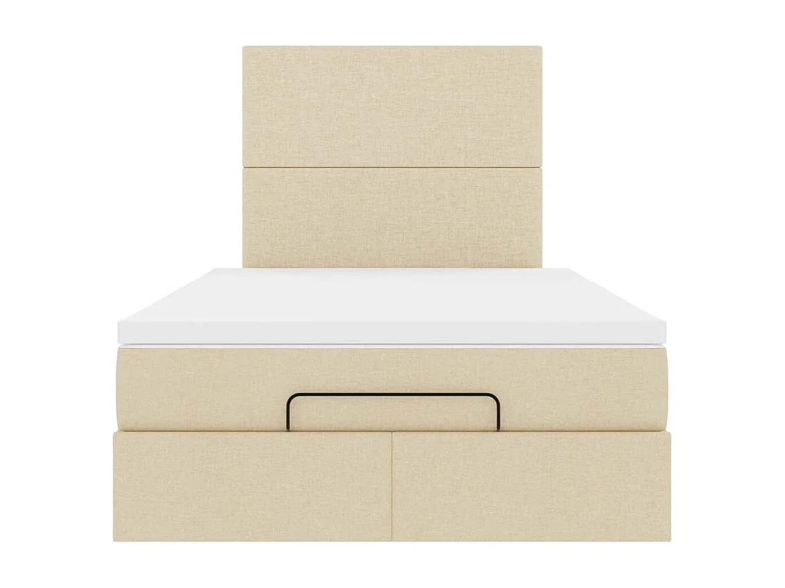 Cadre de lit ottoman avec matelas crème 120x190 cm tissu