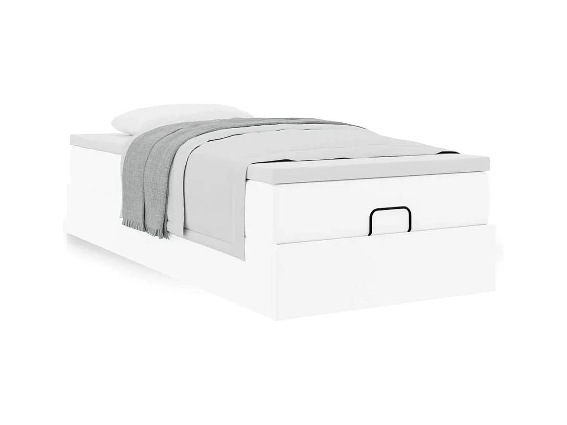 moldura de cama síriaXL otomana com colchão branco couro falso