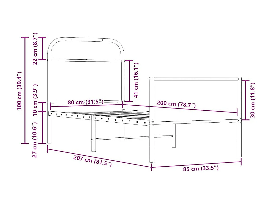 Bedframe zonder matras bewerkt hout sonoma eikenkleur 80x200 cm