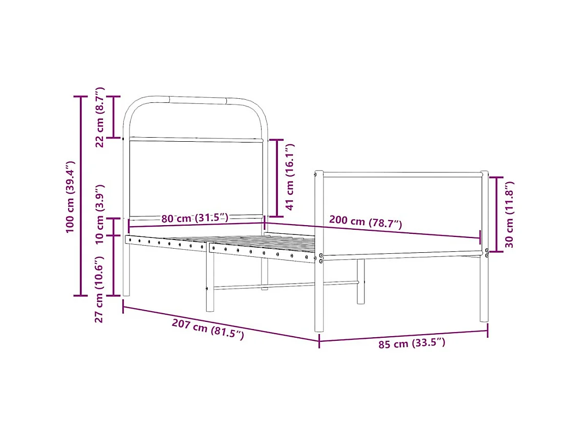 Estrutura cama sem colchão derivados de madeira carvalho sonoma