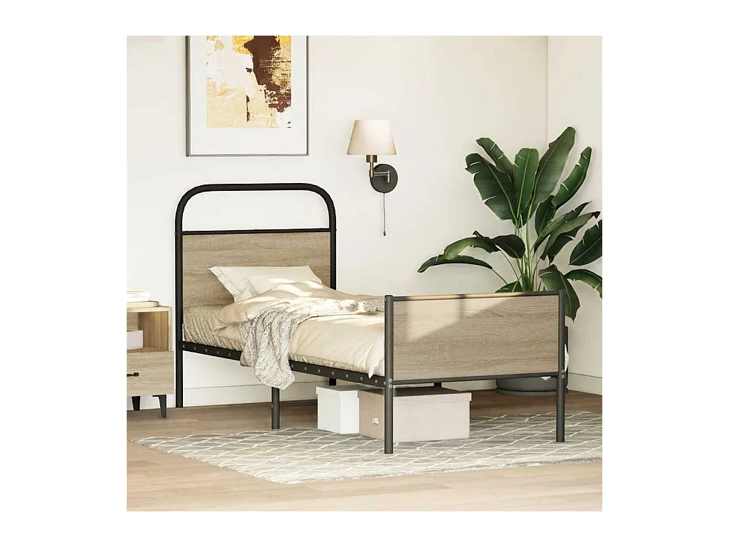 Estrutura cama sem colchão derivados de madeira carvalho sonoma