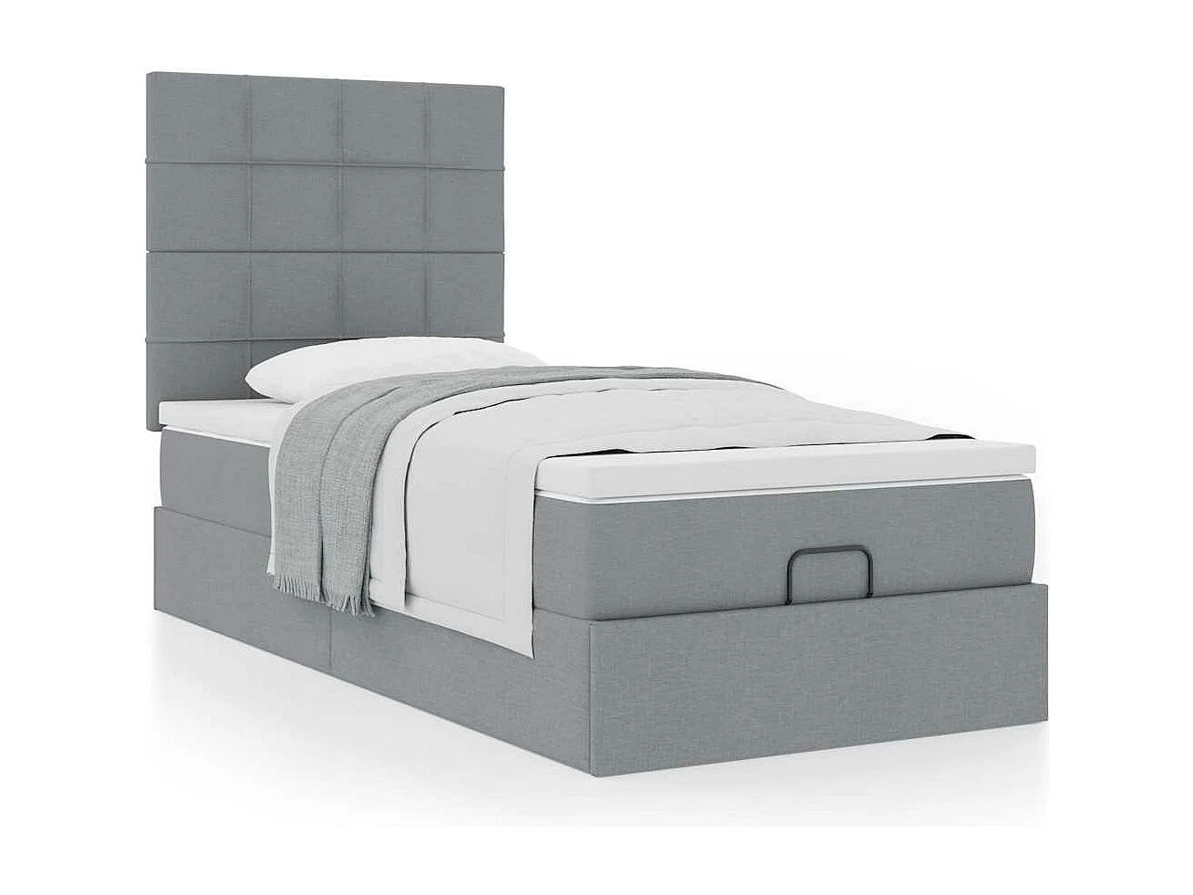 Cadre de lit ottoman avec matelas gris clair 80x200 cm tissu