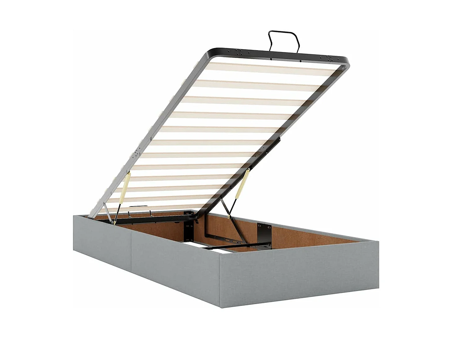 Cadre de lit ottoman avec matelas gris clair 80x200 cm tissu