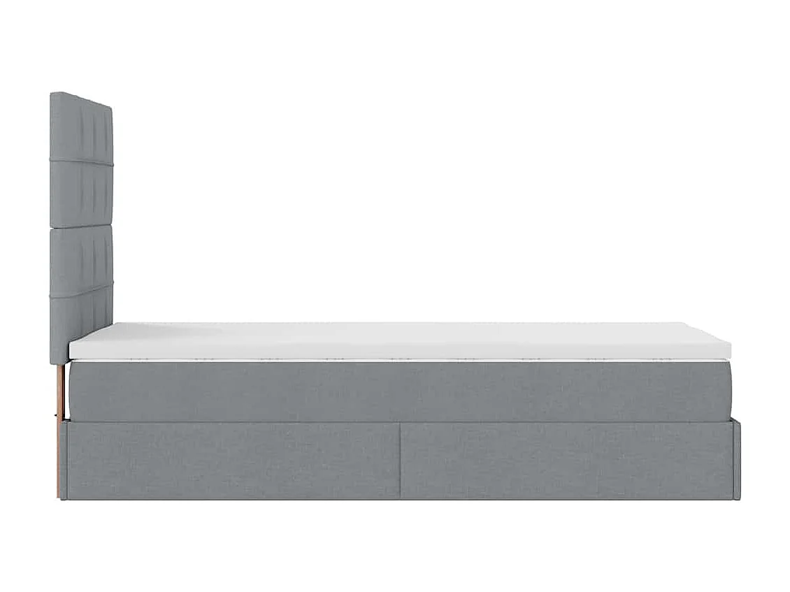 Cadre de lit ottoman avec matelas gris clair 80x200 cm tissu