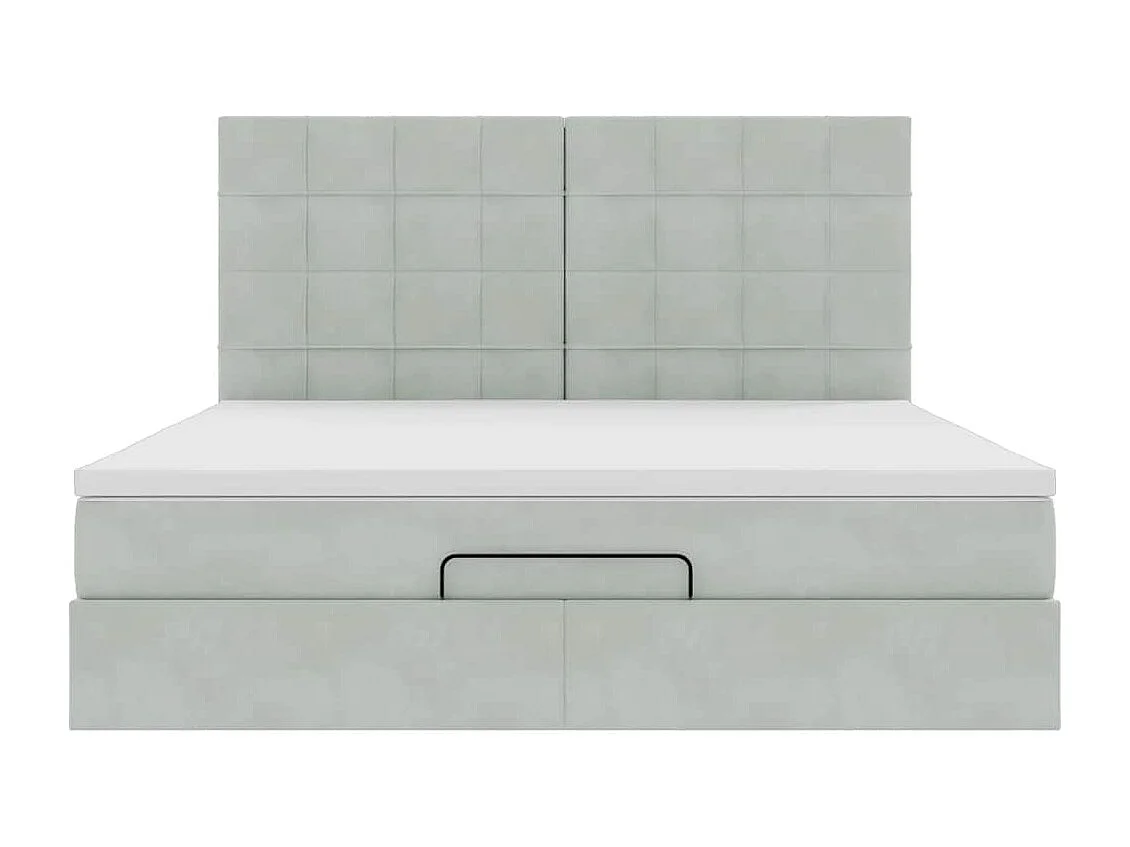 Estrutura cama otomana colchões 160x200cm veludo cinzento claro