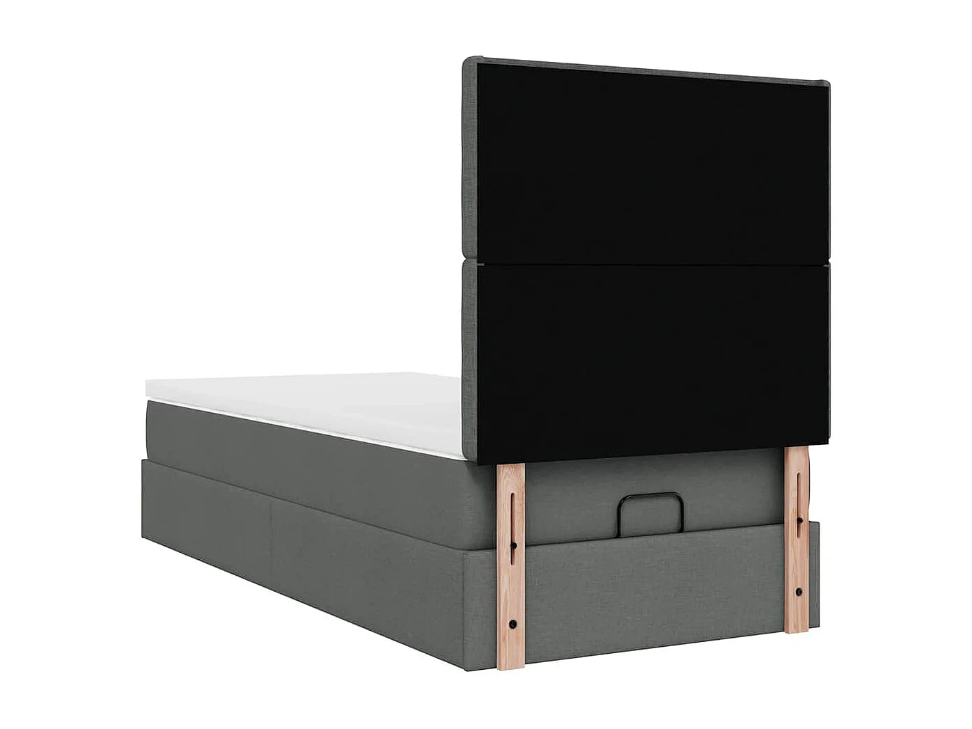 Estructura cama otomana colchón tela gris oscuro 90x190cm