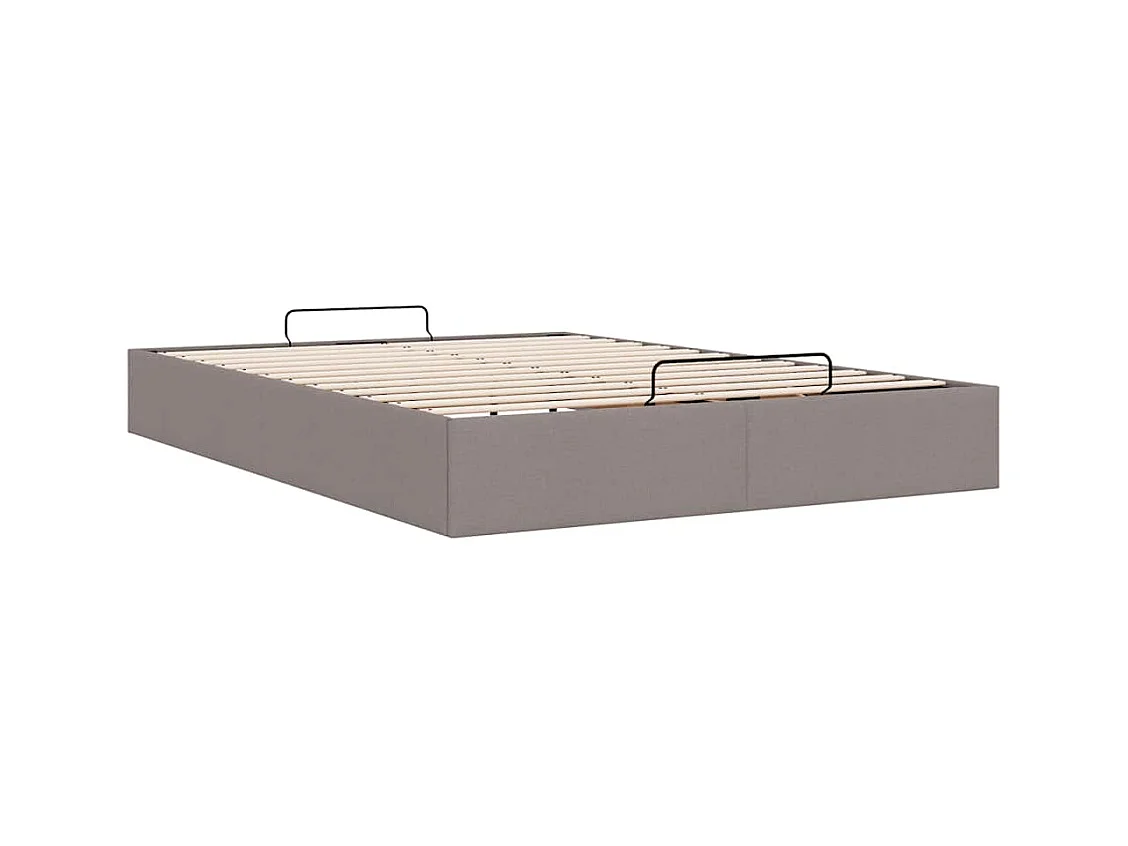 Cadre de lit ottoman sans matelas taupe 140x190 cm tissu