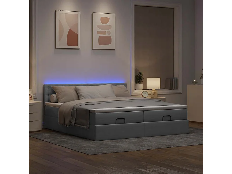 Estructura de cama otomana colchones tela gris claro 180x200cm