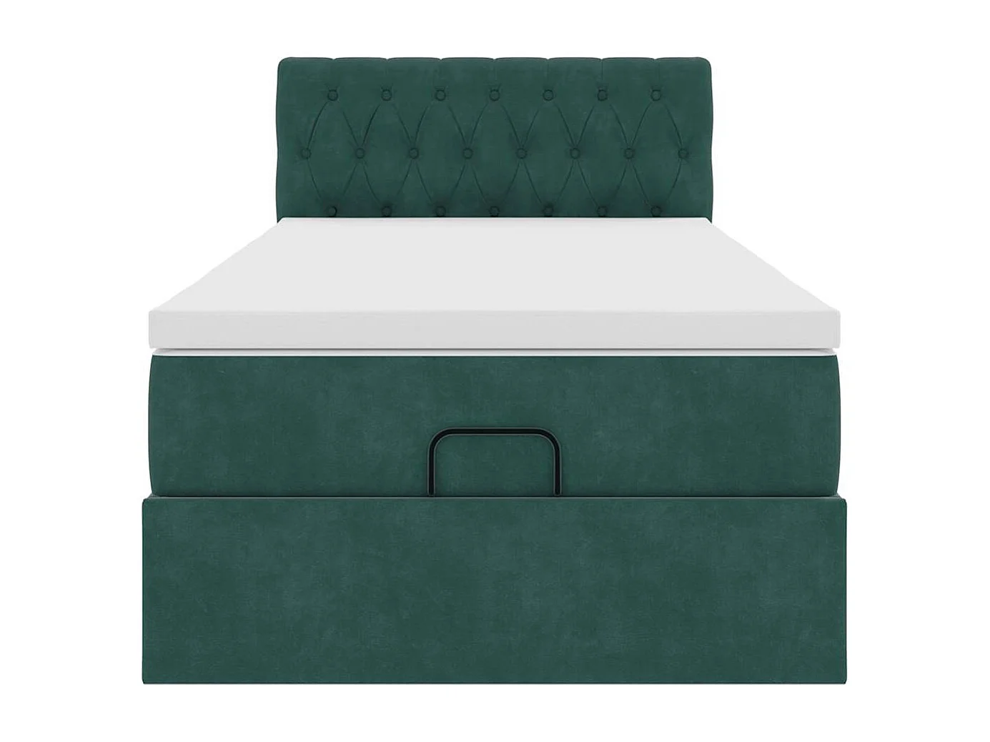 Cadre de lit ottoman avec matelas vert foncé 90x200 cm velours